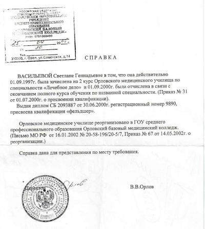 Справка об обучении ВУЗ 1991 - 2025 года